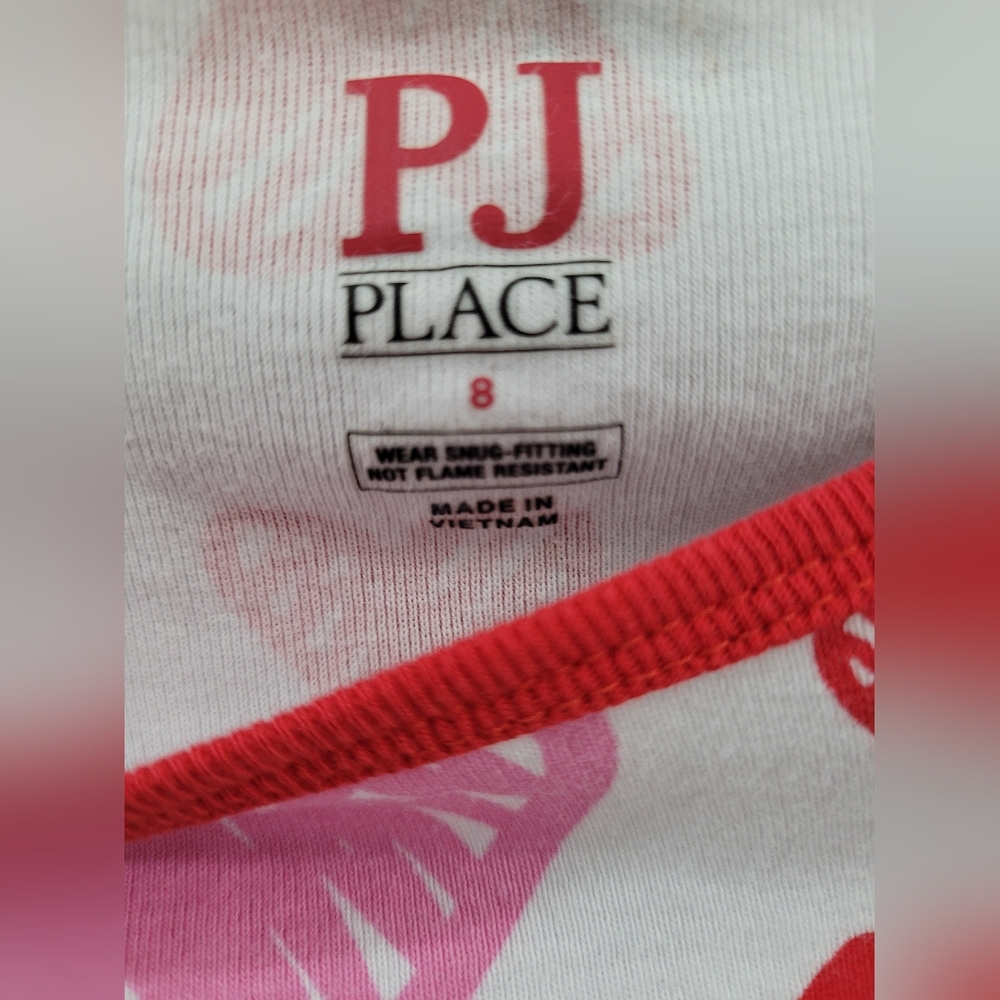 Childrens Place Heart Print Pajama Set - Red and Pink GirlsSize8 - Picture 3 of 5